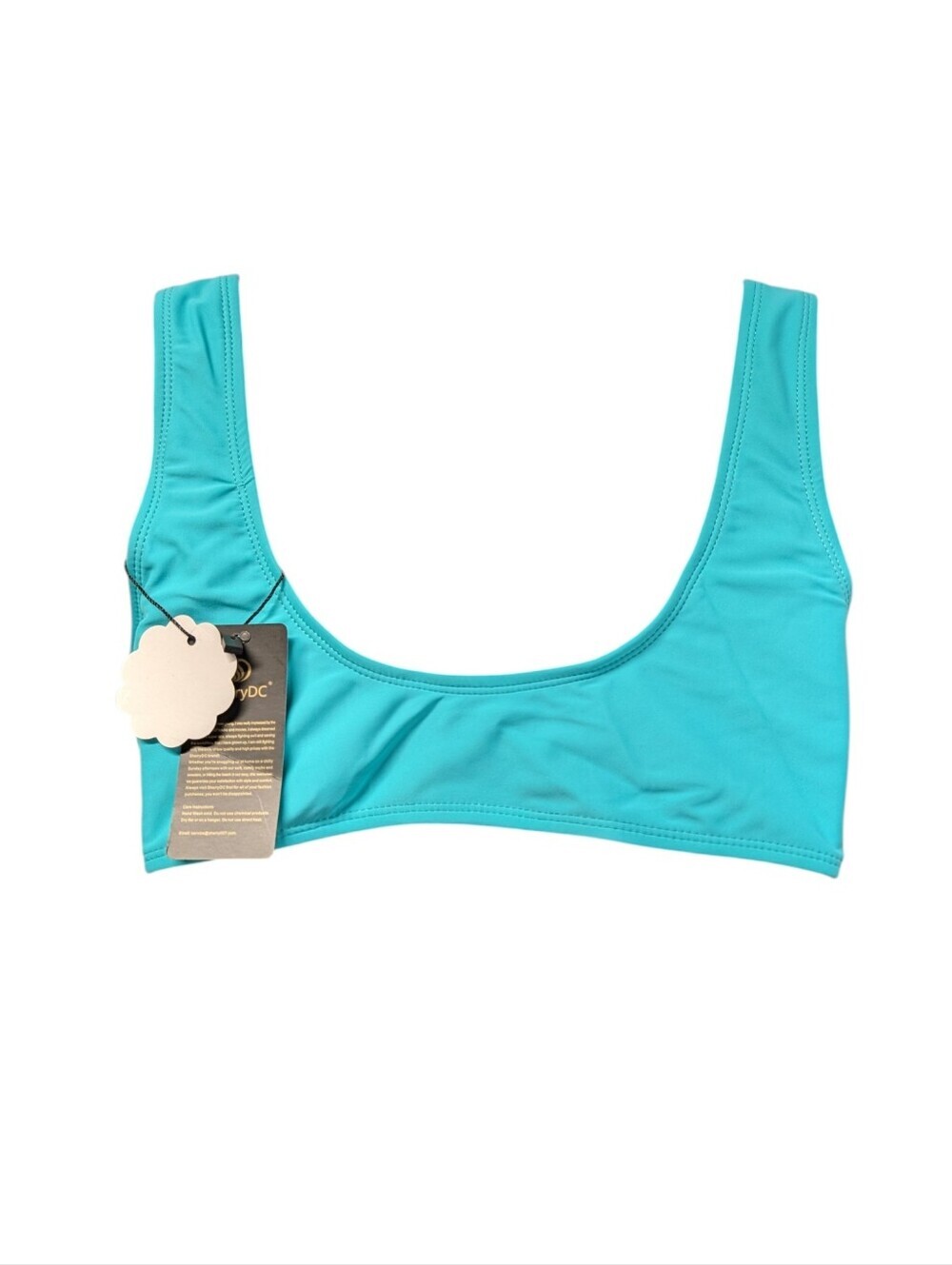SherryDC Turquoise Zip Front Bikini Top Size S NWT Sporty Swim Crop Top - Picture 3 of 8